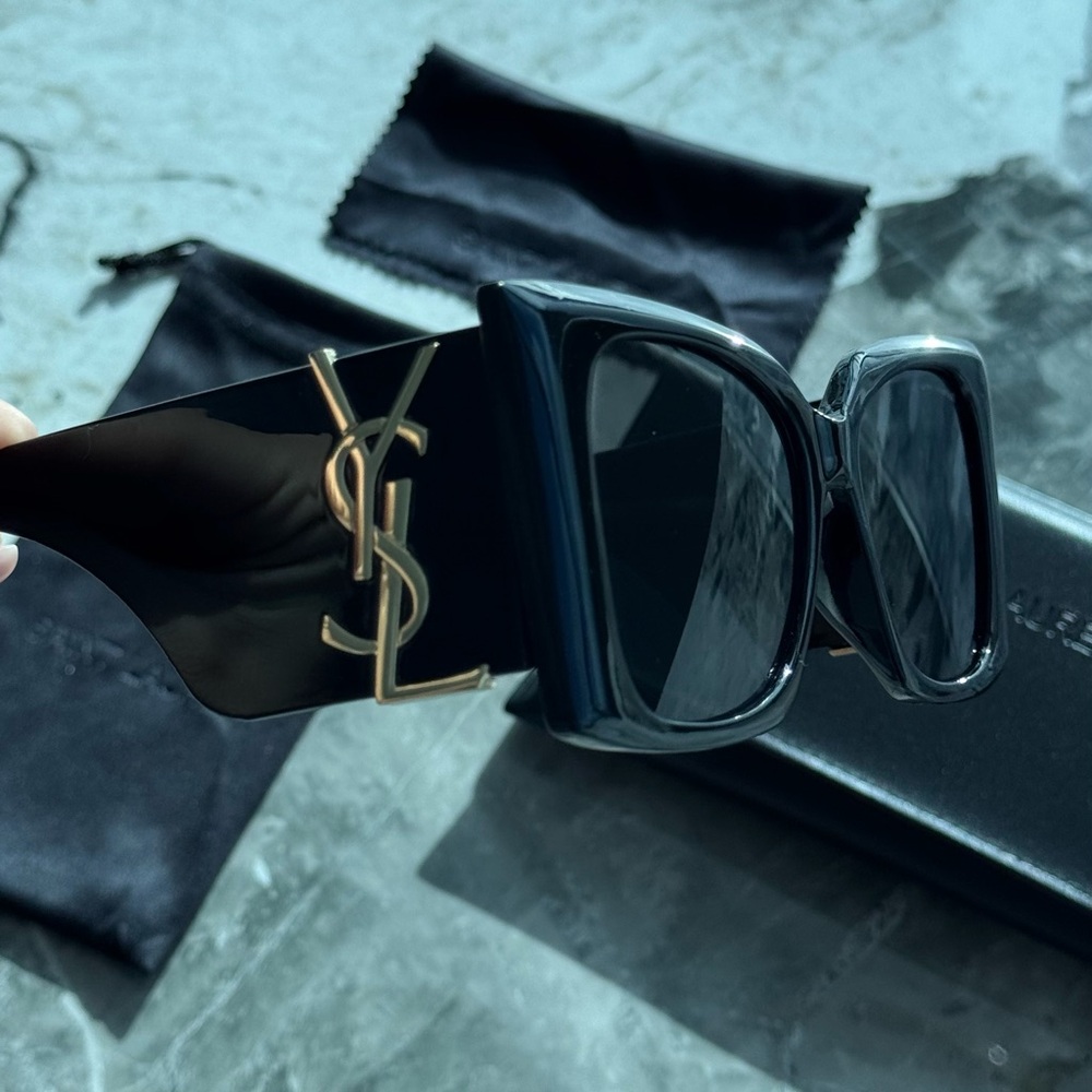 Yves Saint Laurent Black Sunglasses with Gold Logo